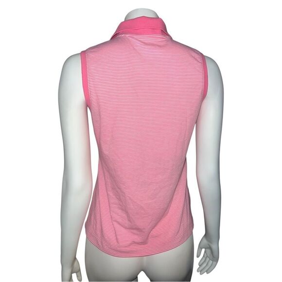 Vineyard Vines Women's Pink Striped Polo Tank Top Whale Logo Small EUC - Picture 2 of 8